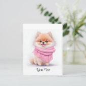 Moeie Waterverf Pommer Pomeranian Puppy Honden Per Briefkaart (Staand voorkant)