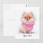 Moeie Waterverf Pommer Pomeranian Puppy Honden Per Briefkaart (Voorkant / Achterkant)