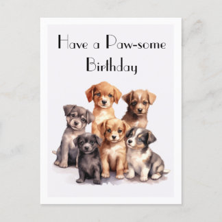 Moeie Waterverf Puppies Gefeliciteerd Poot-gebruik Briefkaart