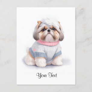 Moeie Waterverf Shih Tzu Puppie Hond Gepersonalise Briefkaart
