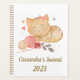 Moeie waterverfkat gepersonaliseerde planner