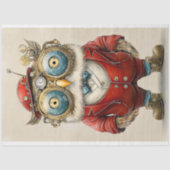 Moeie Whimsical Steampunk Uil, Rood AY4 Decoupage Tissuepapier (Voorkant)
