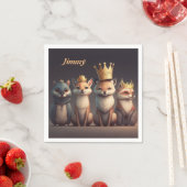 Moeie wilde dieren die kronen dragen servet (Insitu)