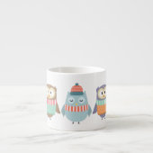 Moeie Winter Pastel Uilen Espresso Kop (Voorkant)