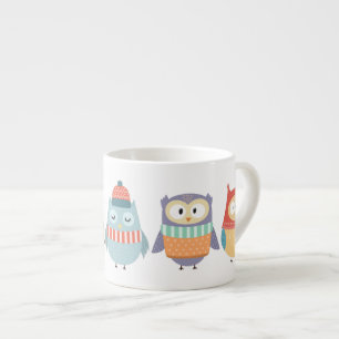 Moeie Winter Pastel Uilen Espresso Kop
