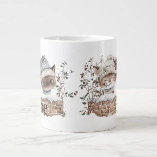 Moeie winterkatten gepersonaliseerd grote koffiekop