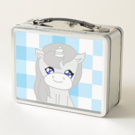 Moeie witte en blauwe eenhoorn thema lunchbox
