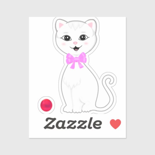 Moeie Witte Kat Cartoon Sticker (Vel)
