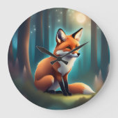 Moeie Zoete Kleine Bosdieren Vos Kinderkamer Grote Klok (Voorkant)