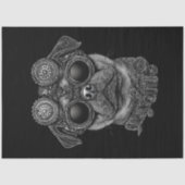 Moeie zwart-witte Steampunk-pug T6 decoupage Tissuepapier (Voorkant)