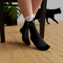 Moeie Zwarte en Witte Kitty Kat Persoonlijke Sokke