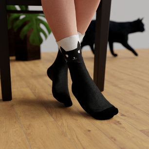 Moeie Zwarte en Witte Kitty Kat Persoonlijke Sokke Sokken