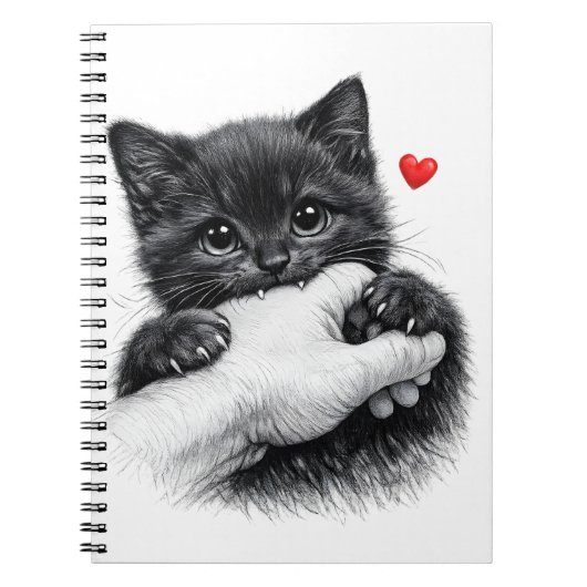 Moeie Zwarte Kitten Liefdesbeet Notitieboek (Voorkant)