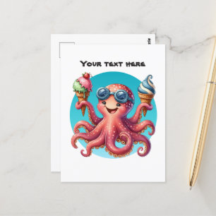 Moeilijk aan te passen octopus ijsje  briefkaart