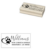 Moeilijk Aangepaste Hond Poot Hart Retouradres Rubberstempel (Gestempeld)