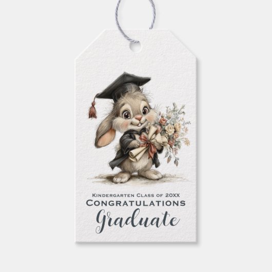 Moeilijk Creatieve Kleuter Afstuderen Konijn Ontwe Cadeaulabel (Voorkant)