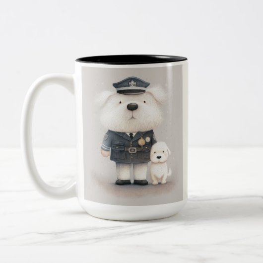 Moeilijk dapper...Poodle held in blauw Tweekleurige Koffiemok (Links)