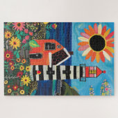 Moeilijk grillig bloemenlicht huis legpuzzel (Horizontaal)