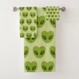Moeilijk Hartvormig Alien Hoofd Patroon Bad Handdoek