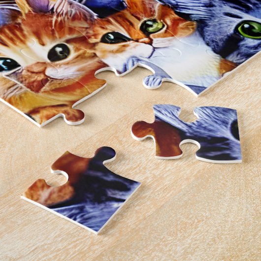moeilijk | kat gezichten collage gember grijs huis legpuzzel (Zijkant)