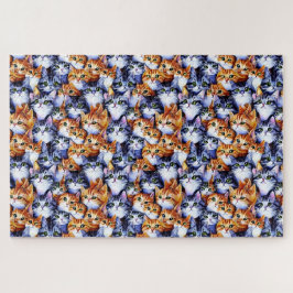 moeilijk | kat gezichten collage gember grijs huis legpuzzel