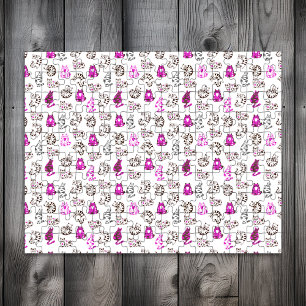 Moeilijk kattebakpatroon Helder roze Legpuzzel