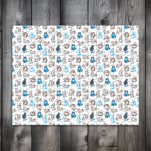 Moeilijk kattebakpatroon   Klassiek blauw Legpuzzel