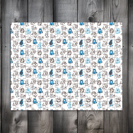 Moeilijk kattebakpatroon | Klassiek blauw Legpuzzel