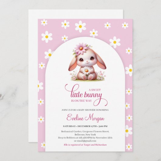 Moeilijk konijntje zachte pastel roze witte madeli kaart (Voorkant / Achterkant)