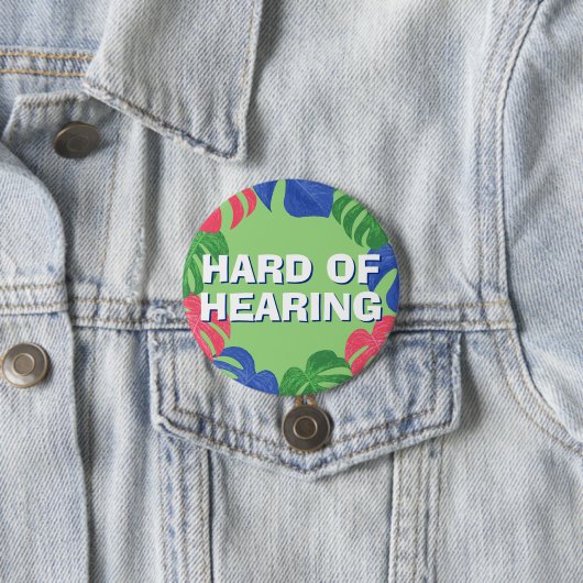 Moeilijk om groene roze blauwe tropische bladeren  ronde button 7,6 cm (In situ)