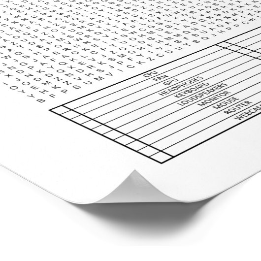 Moeilijk onderwerp voor uitgebreide Word Search Pu Poster (Hoek)