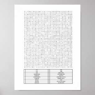 Moeilijk onderwerp voor uitgebreide Word Search Pu Poster