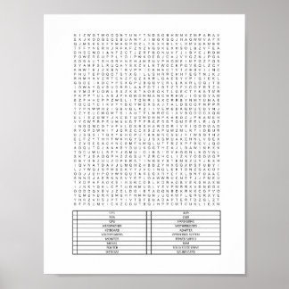 Moeilijk onderwerp voor uitgebreide Word Search Pu Poster