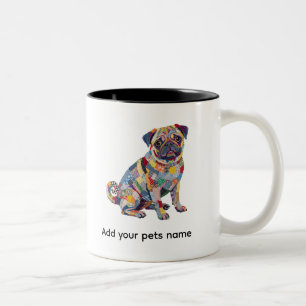 Moeilijk ontwerp van een Pugs hond Tweekleurige Koffiemok
