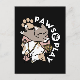 Moeilijk Ontwerp van Speelse Katten – Leuke Pootje Briefkaart