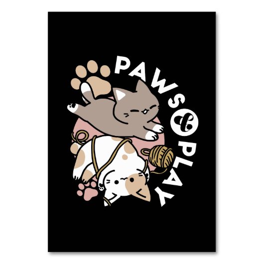 Moeilijk Ontwerp van Speelse Katten – Leuke Pootje Kaart (Voorkant)