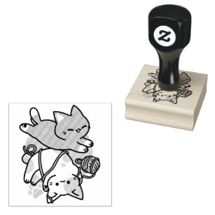 Moeilijk Ontwerp van Speelse Katten – Leuke Pootje Rubberstempel