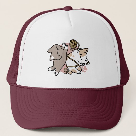 Moeilijk Ontwerp van Speelse Katten – Leuke Pootje Trucker Pet (Voorkant)