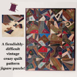 Moeilijk patchwork American Crazy Quilt Puzzle Legpuzzel<br><div class="desc">Deze moeilijke puzzel van de puzzel kenmerkt het prachtige lappendeken van gekke quilt werk van een niet geïdentificeerde vroege 20e-eeuwse Amerikaanse ambachtsman. Het ontwerp is veelkleurig en ingewikkeld en biedt uren van uitdagend plezier en een geweldige kans om de details van de quilt dichtbij te waarderen. Onder handnaaiwerk vallen bijvoorbeeld...</div>