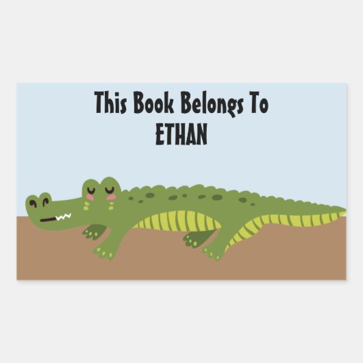Moeilijk persoonlijk alligator ex-libris rechthoekige sticker (Voorkant)
