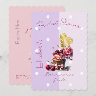 Moeilijk Schattig Gebloemde Cupcake Hart Roze Kers Kaart