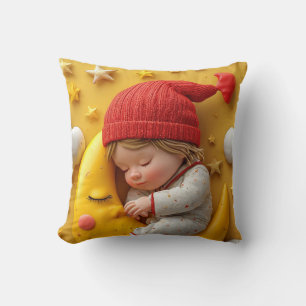Moeilijk slaapd Baby op Maan Nursery Kussen