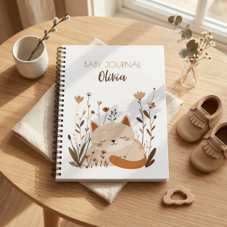 Moeilijk Slapend Kitten Bloemige Aangepaste Baby D Notitieboek