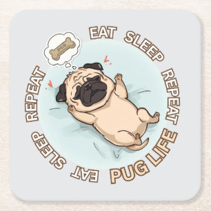 Moeilijk slapende Pug Papieren Onderzetter Eten