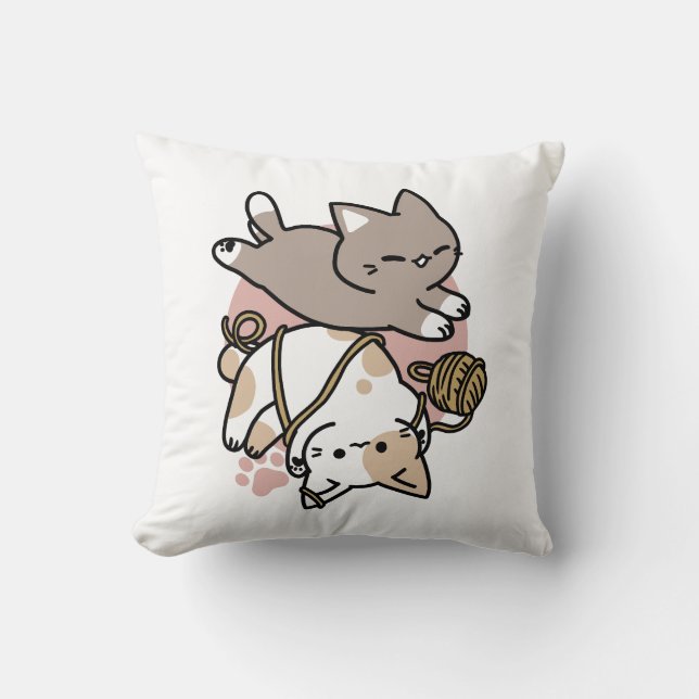 Moeilijk Speelse Katten Ontwerp – Leuke Pootjes en Kussen (Voorkant)