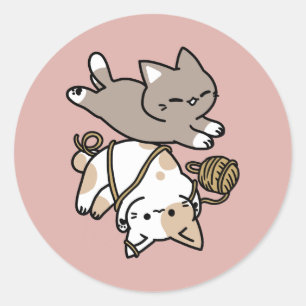 Moeilijk Speelse Katten Ontwerp – Leuke Pootjes en Ronde Sticker