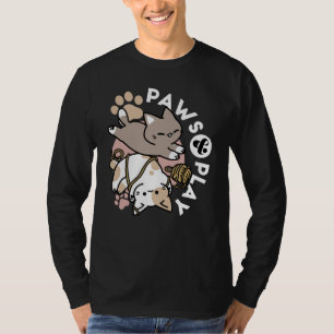 Moeilijk Speelse Katten Ontwerp – Leuke Pootjes en T-shirt