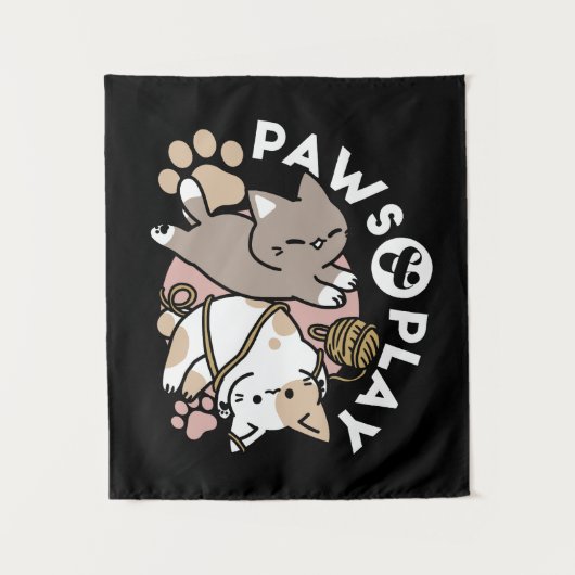Moeilijk Speelse Katten Ontwerp – Leuke Pootjes en Wandkleed (Voorkant)