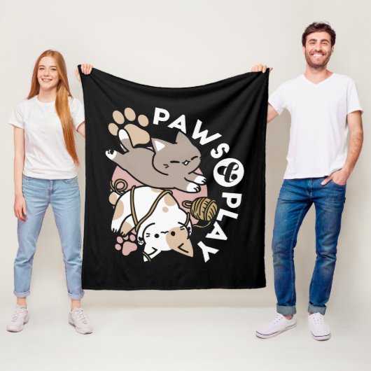 Moeilijk speelse katten ontwerp – Leuke poten en s Fleece Deken (In situ)