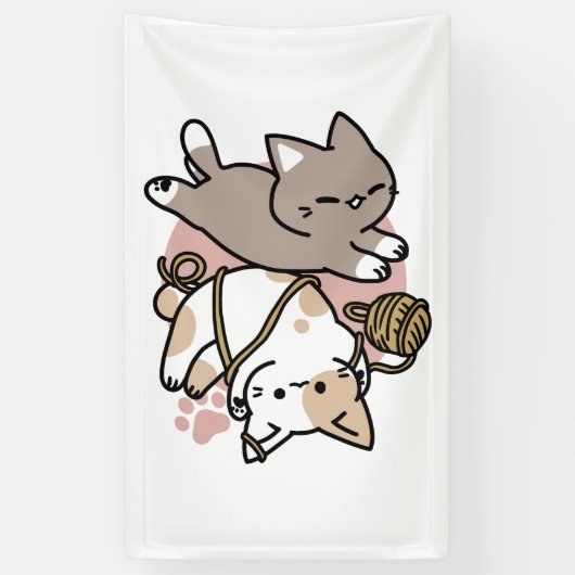 Moeilijk speelse katten ontwerp – Leuke poten en s Spandoek (Verticaal)